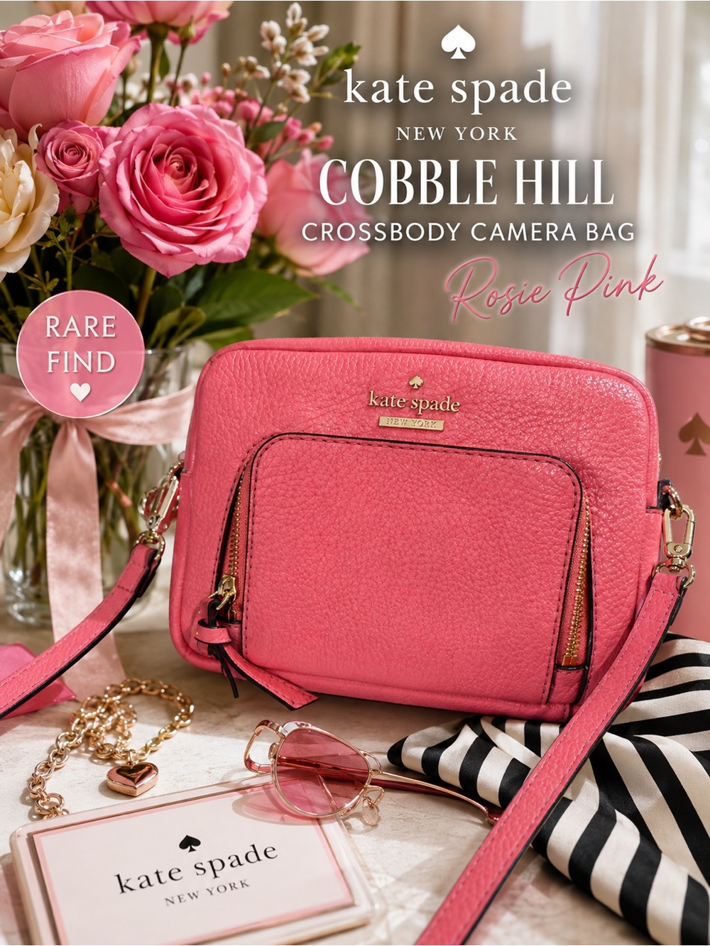 Kate Spade Cobble Hill Rosie Crossbody Camera Bag Pebbled Leather